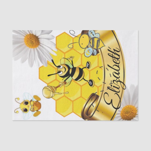 Tissue Paper Stripes Bumblebee White Daisy Seidenpapier (Vorderseite)