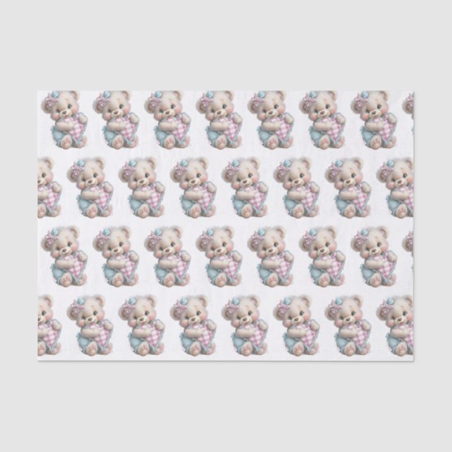 Tissue Paper Teddy Bär Baby Shower Seidenpapier (Vorderseite)