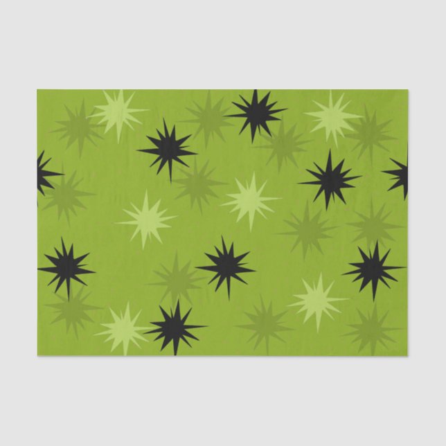 Tissue Paper über grüne Sternexplosionen Seidenpapier (Vorderseite)