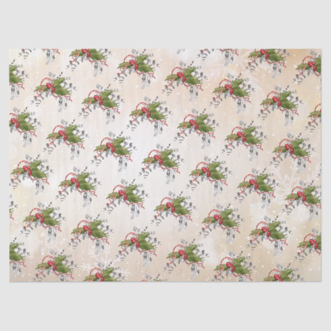 Tissue Paper von Christmas Holly Branch Seidenpapier (Vorderseite)