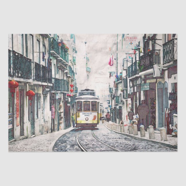 Tissue Paper von Vintagen Trolly Car Decoupage Seidenpapier (Vorderseite)