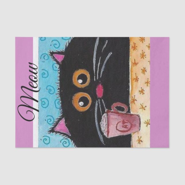 Tissue Paper Whimsical Cat Black Seidenpapier (Vorderseite)