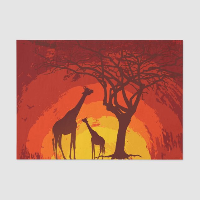 Tissue Paper Wrapping African Safari Giraffe Sun Seidenpapier (Vorderseite)