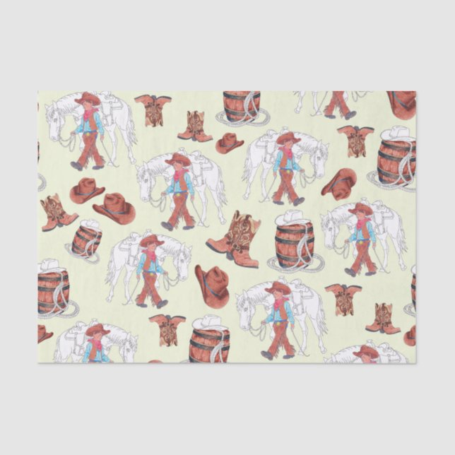 Tissue Paper Young Cowboy and Pferd Seidenpapier (Vorderseite)