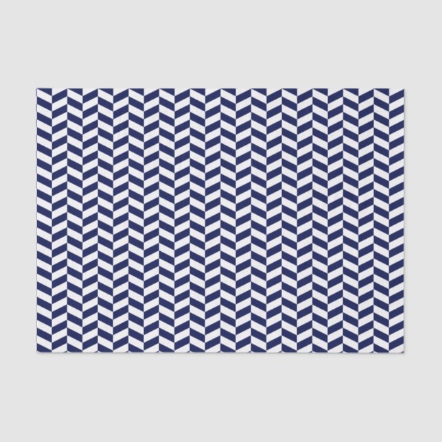 Tissue Paper zu Navy Blue und White Herringbone Seidenpapier (Vorderseite)