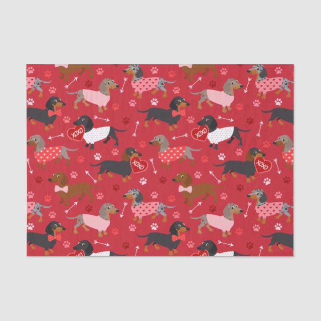Tissue Paper zur Dackel Valentine Seidenpapier (Vorderseite)
