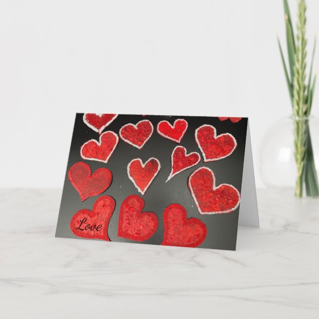 Tissue Papier-Mache'-Herzen  Karte (Vorderseite)