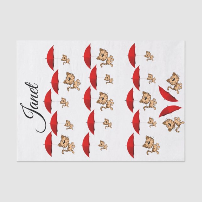 Tissue Red Umbrella Cats Seidenpapier (Vorderseite)