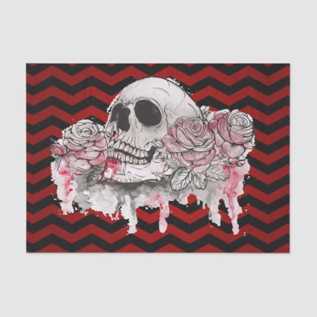 Tissue Wrapping skull Rose Gothic Zickzack re Seidenpapier (Vorderseite)