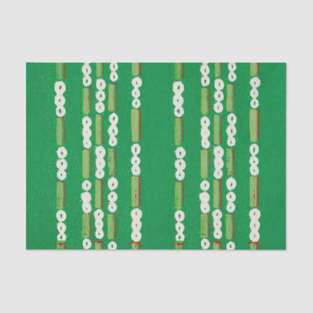 TISSUPAPIER JAPANISCHES WOODBLOCK-MUSTER IN GRÜNEN SEIDENPAPIER (Vorderseite)