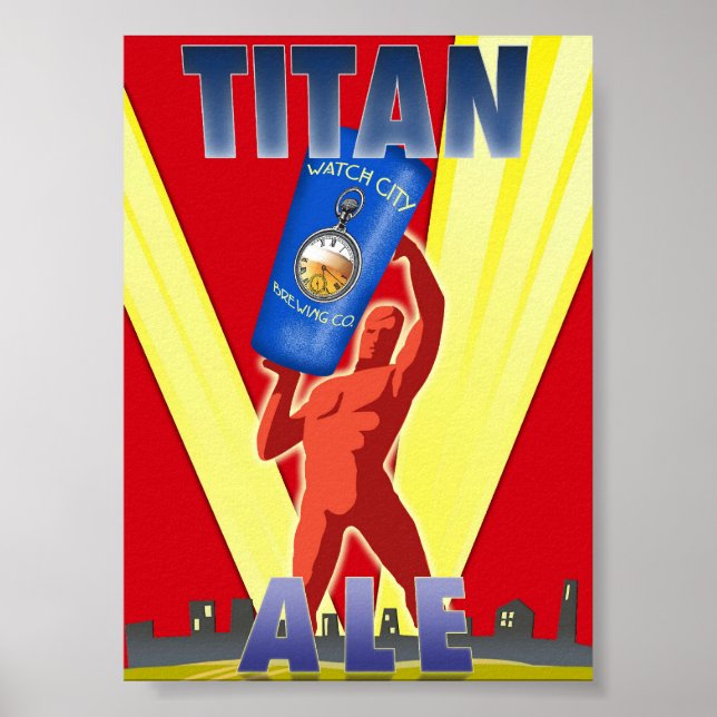 Titan Ale Art Deco Bierposter Poster (Vorne)