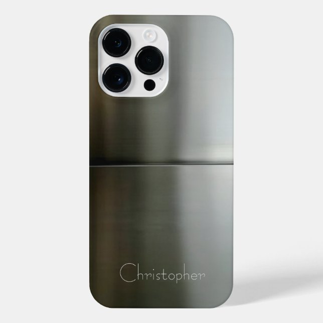 Titan Black Silver Stainless Steel Print iPhone Hülle (Rückseite)