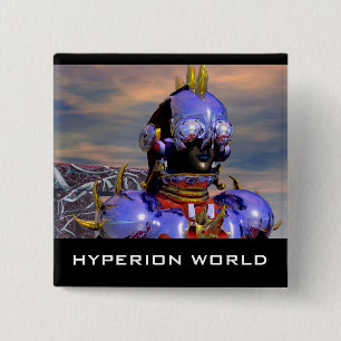 TITAN CYBORG PORTRAIT Blue Science Fiction, Scifi Button