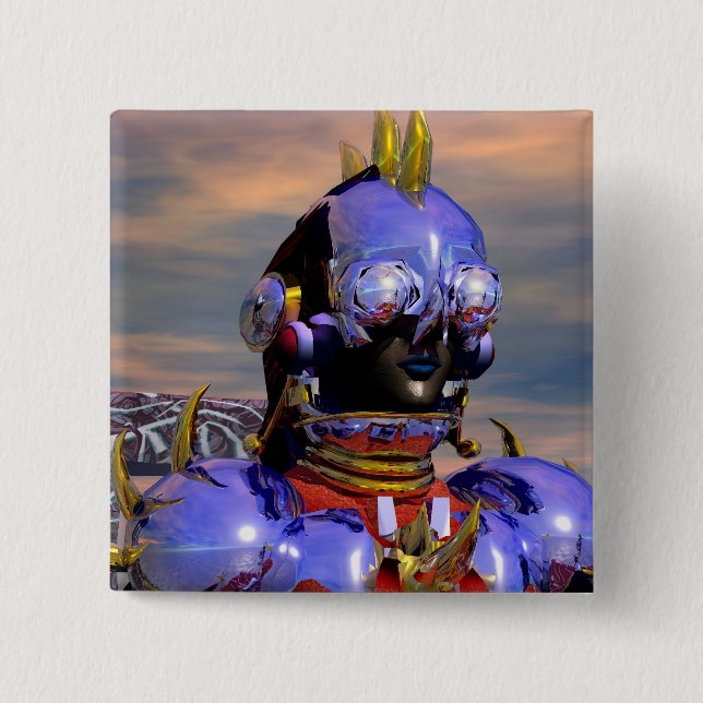 TITAN CYBORG PORTRAIT Blue Science Fiction, Scifi Button (Vorderseite)