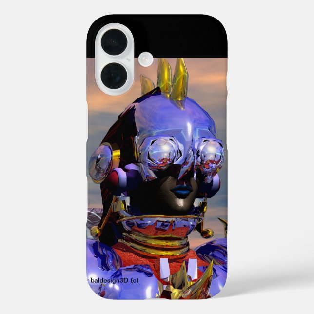 TITAN CYBORG PORTRAIT Blue Science Fiction, Scifi Case-Mate iPhone Hülle (Rückseite)
