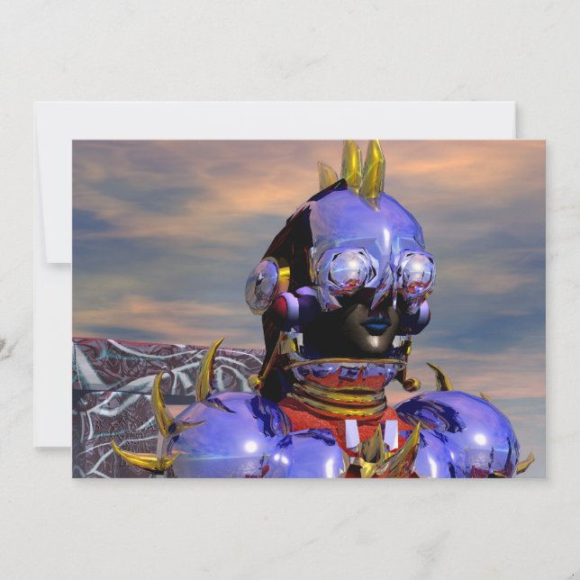 TITAN CYBORG PORTRAIT Blue Science Fiction, Scifi Einladung (Vorderseite)