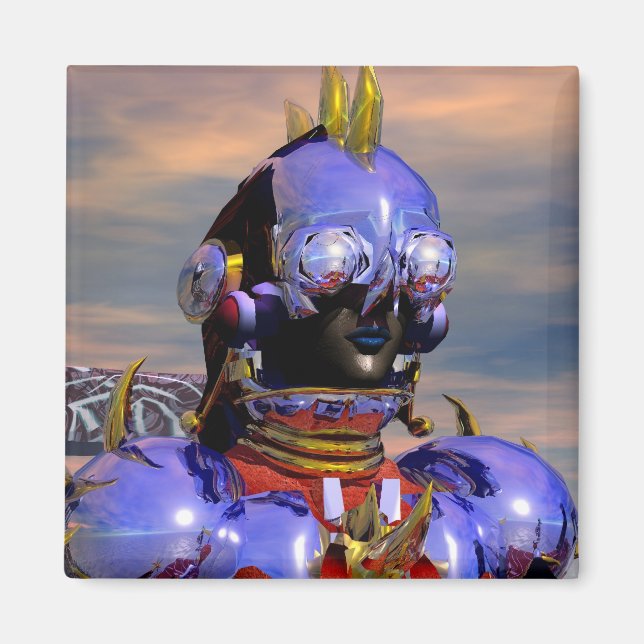 TITAN CYBORG PORTRAIT Blue Science Fiction, Scifi Magnet (Vorne)