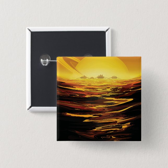 Titan der größte Mond des Planeten Saturn Button (Vorne & Hinten)