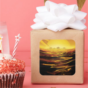 Titan der größte Mond des Planeten Saturn Quadratischer Aufkleber