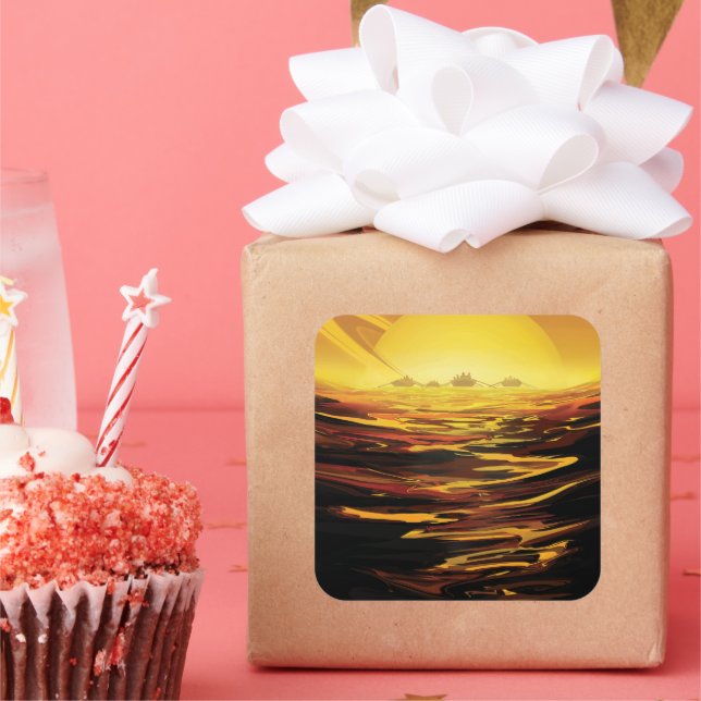 Titan der größte Mond des Planeten Saturn Quadratischer Aufkleber (Party)