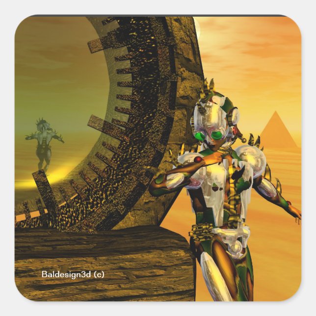 TITAN IM WÜSTEN DER HYPERION QUADRATISCHER AUFKLEBER (Vorderseite)