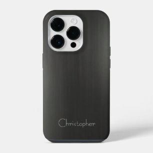Titan-Schwarz-Silber-Edelstahl-Druck iPhone 14 Pro Hülle