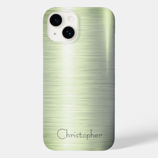 Titangrün Edelstahl Drucktelefon 15 Case-Mate iPhone Hülle (Rückseite)