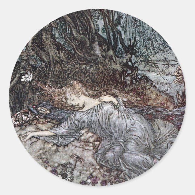 Titania Lying Asleep Runder Aufkleber (Vorderseite)