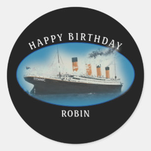 Titanic Birthday Black RMS White Star Line Schiff Runder Aufkleber