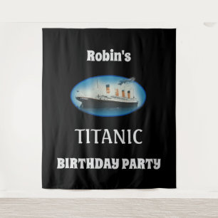Titanic Birthday Black RMS White Star Line Schiff Wandteppich