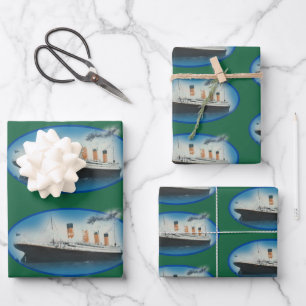 Titanic Birthday Green White Star Line Schiff Geschenkpapier Set