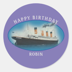 Titanic Birthday Lila RMS White Star Line Schiff Runder Aufkleber