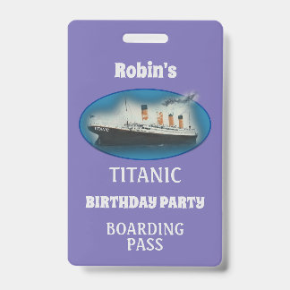 Titanic Birthday Lila White Star Line Ship Abzeich Ausweis