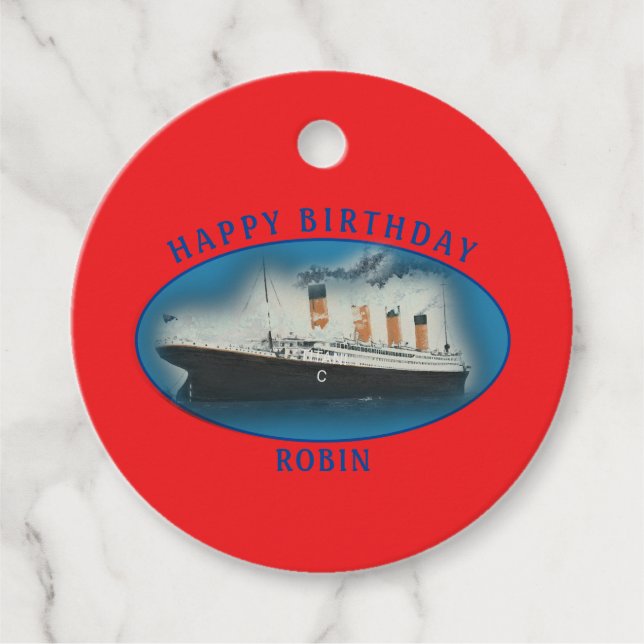 Titanic Birthday Red RMS White Star Line Schiff Geschenkanhänger (Vorderseite)