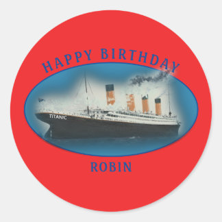 Titanic Birthday Red RMS White Star Line Schiff Runder Aufkleber