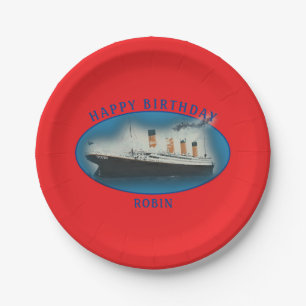 Titanic Birthday Red RMS White Star Schiff Pappteller