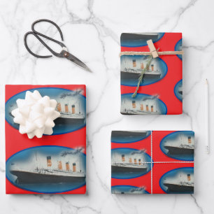 Titanic Birthday Red White Star Line Schiff  Geschenkpapier Set