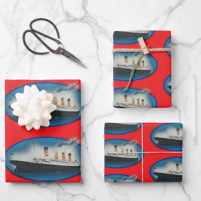 Titanic Birthday Red White Star Line Schiff  Geschenkpapier Set (Vorderseite)