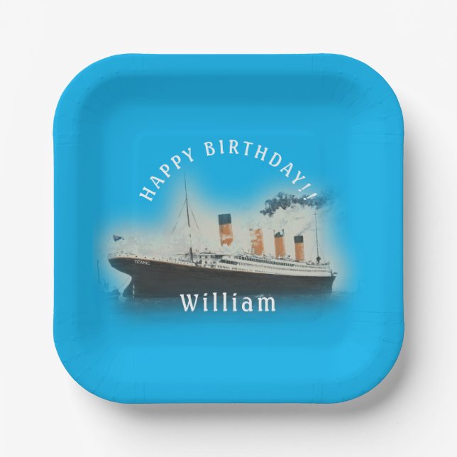 Titanic Birthday Square Ship  Pappteller (Vorderseite)