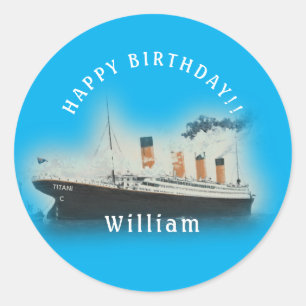 Titanic Blau Geburtstag White Star Line Schiff Runder Aufkleber