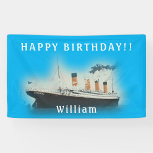 Titanic Blue Birthday White Star Line Schiff Banner