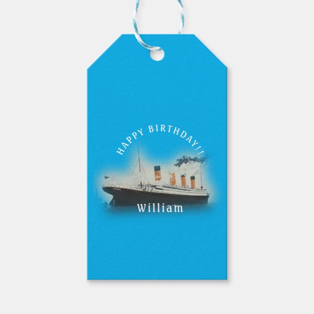 Titanic Blue Birthday White Star Line Schiff Geschenkanhänger (Vorderseite)