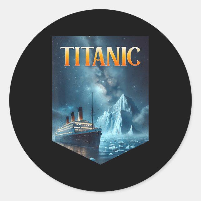 Titanic Cruise Ship Iceberg 1912 Rms Voyage Men Wo Runder Aufkleber (Vorderseite)