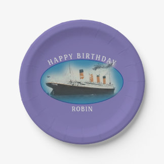 Titanic Geburtstag Lila RMS White Star Line Schiff Pappteller
