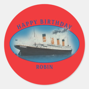 Titanic Geburtstags-Rot RMS White Star Line Schiff Runder Aufkleber