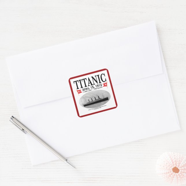 Titanic Ghost Ship Square Stickers (rote Grenze) (Umschlag)
