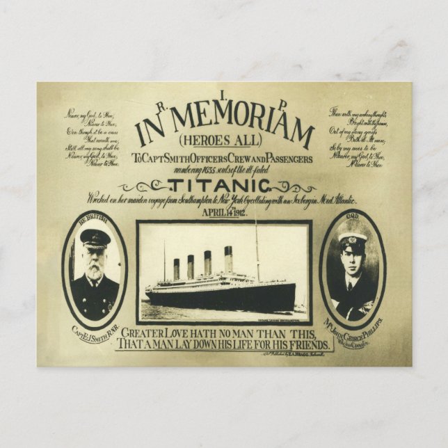 Titanic in Memoriam Postcard Postkarte (Vorderseite)