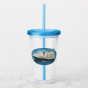 Titanic Maritime Blue White Star Line Schiff Acryltrinkbecher