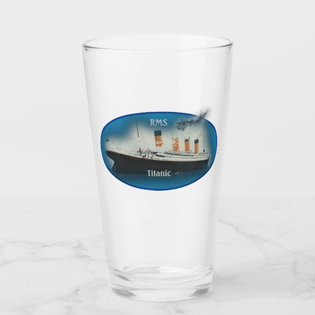 Titanic Maritime Blue White Star Line Schiffsglas Glas (Vorderseite)