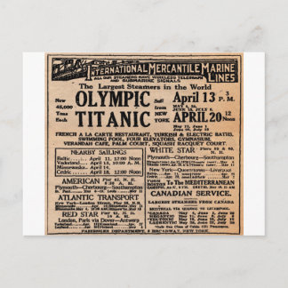 Titanic Newspaper Ad Postkarte